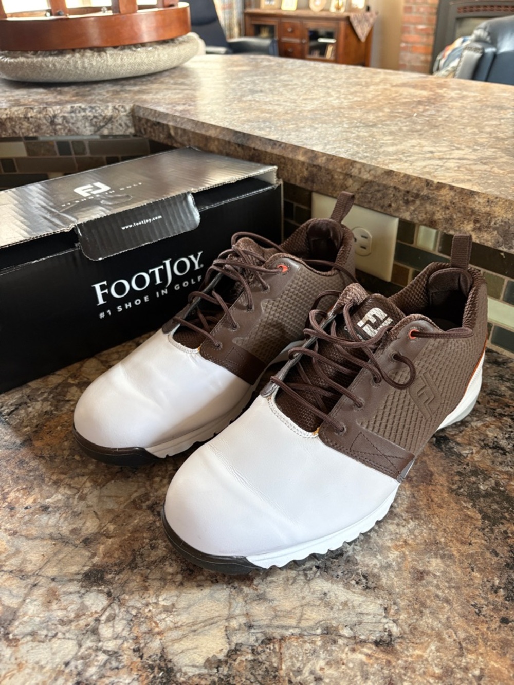 FootJoy White and Brown Athletic Golf Shoes